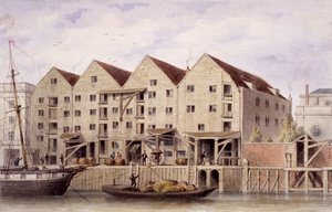 Veduta del molo di Chamberlain, Tooley Street, Bermondsey, Londra, 1846 da Unbekannt