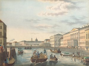 Veduta del fiume Fontanka a San Pietroburgo, 1820 da Unbekannt