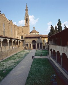 Veduta della Cappella Pazzi, la facciata e il Campanile da Unbekannt