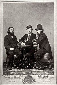 Violinista Johann Pickel con i compositori Eduard Nápravník e Anatoly Lyadov, XIX secolo