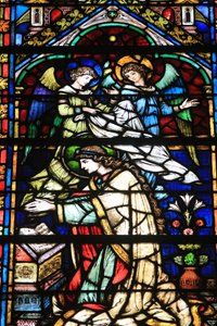 Vergine Maria. Dettagli. Incoronazione della Vergine. Vetrate di Frantz Mayer de Munick 1884. Cappella di Notre Dame de la Ronde. Cattedrale di Santo Stefano di Metz da Unbekannt