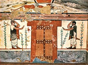 Muro nella Tomba degli Auguri a Tarquinia, Italia, 1928 da Unbekannt