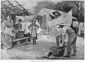 Giorno del bucato - Tutti chiamati ad aiutare, 1889 da Unbekannt