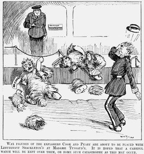 Modelli in cera di Peary e Cook, esploratori polari, al Madame Tussauds, Londra, 1909 da Unbekannt