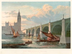 Ponte di Westminster, Londra, visto dalla riva sud del Tamigi, 1858