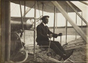 Wilbur Wright nel volantino, 1908 da Unbekannt