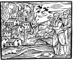 Streghe che distruggono una casa con il fuoco - Svevia, 1533 da Unbekannt