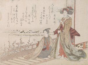 Donna e giovane su una veranda, 1806 da Unbekannt
