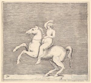 Donna su cavallo impennato