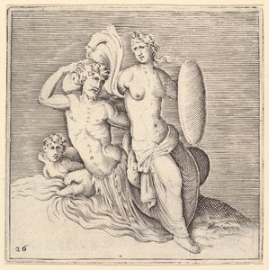 Donna con scudo seduta su mostro marino da Unbekannt