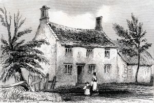 Maniero di Woolsthorpe, vicino a Grantham, Lincolnshire, luogo di nascita di Sir Isaac Newton, 1840 da Unbekannt