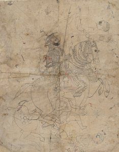 Adorazione di Brijnathji e Svamini recto, Ritratto equestre verso