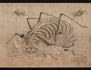 Yorimitsu uccide Tsuchigumo (dettaglio) del rotolo Tsuchigumo no Soshi Emaki, XIII secolo da Unbekannt