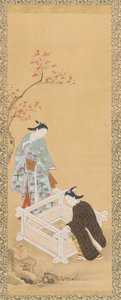 Giovane e una fanciulla vicino a un pozzo, periodo Edo, 1615-1868 da Unbekannt