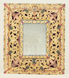 Specchio intagliato e dipinto di Carlo II da Unbekannt Unbekannt