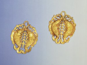 Pendenti cinesi, placcati in oro 17 carati, Dinastia Tang, 618-907 d.C.