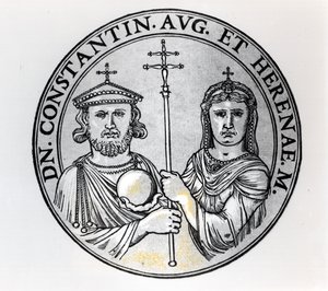 Costantino VI (770-c.797 d.C.) e sua madre Irene (incisione) da Unbekannt Unbekannt