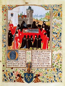Fr 2691 f.11 Funerale di Carlo VI di Francia nel 1422 con il Duca di Bedford come capo dei dolenti e membri del Parlamento parigino