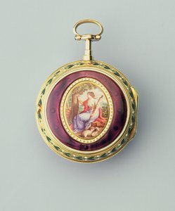 Orologio cilindrico con cassa consolare in oro e smalto, di Thomas Grignion e Figlio, 1777