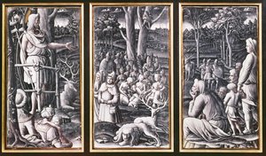Trittico di Limoges di San Giovanni Battista che predica nel deserto, XVI secolo da Unbekannt Unbekannt