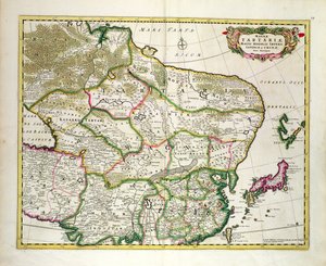 Mappa della Mongolia che mostra parte della Russia, Giappone e Cina, c.1680, di Frederick de Wit
