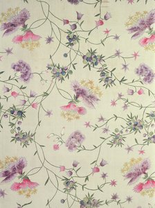 Materiale dipinto con fiori naturalistici da Unbekannt Unbekannt