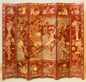 Scena pastorale, (schermo in lacca rossa con chinoiserie dorata)