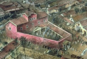 Ricostruzione del tempio triangolare del II secolo a Verulamium da Unbekannt Unbekannt