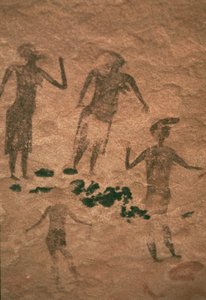 Pittura rupestre di uomini e donne da Jabbaren VII-I secolo a.C.