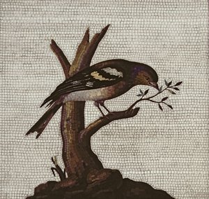 Mosaico romano di un uccello su un albero da Unbekannt Unbekannt