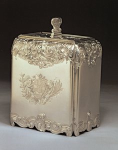 Scatola da tè in argento di Paul de Lamerie da Unbekannt Unbekannt