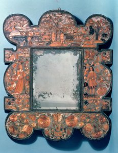 Cornice per specchio in paglia, 1670-80