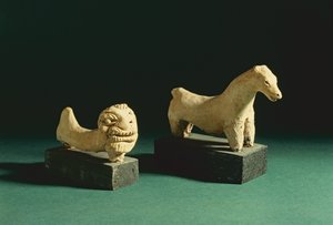 Leone e cavallo in terracotta, Mohenjodaro, 2300-1750 a.C. da Unbekannt Unbekannt