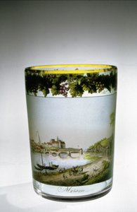 Bicchiere smaltato con vista di Meissen di Samuel Mohn, tedesco, inizio XIX secolo da Unbekannt Unbekannt