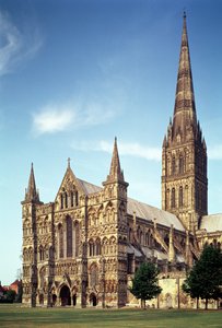 Vista della Cattedrale di Salisbury da sud-ovest, 1220-58 da Unbekannt Unbekannt