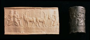 Cilindro sigillo di Shar-kali-sharri, Re di Akkad, Mesopotamia, c.2340-2100 a.C. da Unbekannt