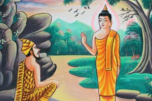 20151103, Kasi, Laos: Dipinto che raffigura la storia della vita di Shakyamuni Buddha
