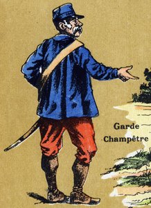 Una guardia campestre. Alfabeto illustrato. Immagini riunite a Jarville-Nancy, inizio del XX secolo.