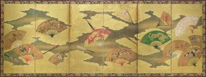 Una decorazione di ventagli aperti e chiusi, Periodo Momoyama (1568-1615)