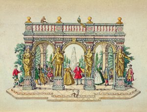 Una festa musicale in un pergolato, metà del XVIII secolo (incisione colorata) da Unbekannt