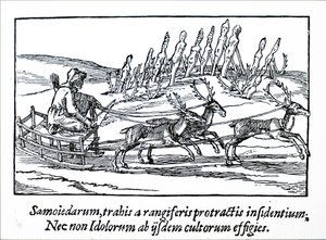 Una slitta trainata da renne nella Siberia settentrionale da Unbekannt