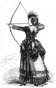 Una giovane donna che pratica il tiro con l