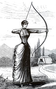 Una giovane donna che pratica il tiro con l