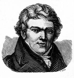 Aloys Senefelder (1771-1834), attore e drammaturgo tedesco, inventore della litografia. Illustrazione/incisione su legno da 