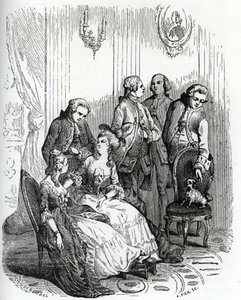 Una serata al Castello di Vaux-le-Vicomte ai tempi del re Luigi XV (1710-1774). XIX secolo (incisione da "Mysteres des vieux chateaux de France" di Le Francois) da Unbekannter Künstler