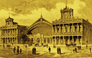Stazione ferroviaria di Anhalt a Berlino, ca 1880 da Unbekannter Künstler