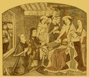 Anthony Woodville presenta il primo manoscritto stampato di Caxton da Unbekannter Künstler