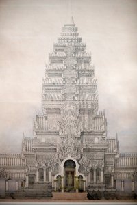 Museo delle Civiltà Asiatiche, Angkor, Esplorando la città sacra della Cambogia, Vista frontale dei primi tre recinti di Angkor Wat, Louis Delaporte, Cambogia da Unbekannt