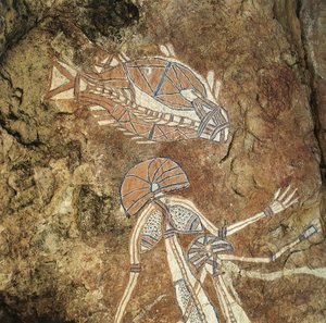 Australia, Territorio del Nord, Arnhem Land, Parco Nazionale Kakadu, Nourlangie Rock, pitture rupestri aborigene