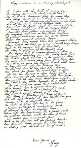 Copia autografa nella calligrafia del poeta Thomas Gray della sua poesia 